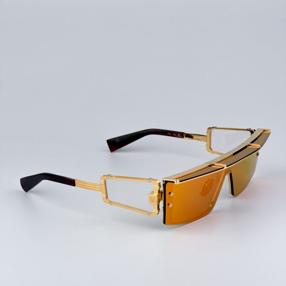 Balmain WONDER BOY-III BPS-127C-145 Men BRAND NEW Sunglasses Titanium Gold Red - Picture 8 of 12
